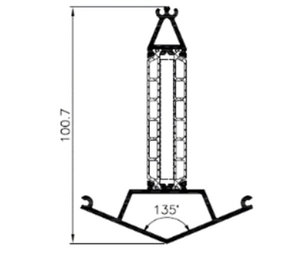 Technische Zeichnung von STOLMA Aluminium 104 Haustür - 135 Kopplung - Kopplung Nr. K519005+127002 Schnitt