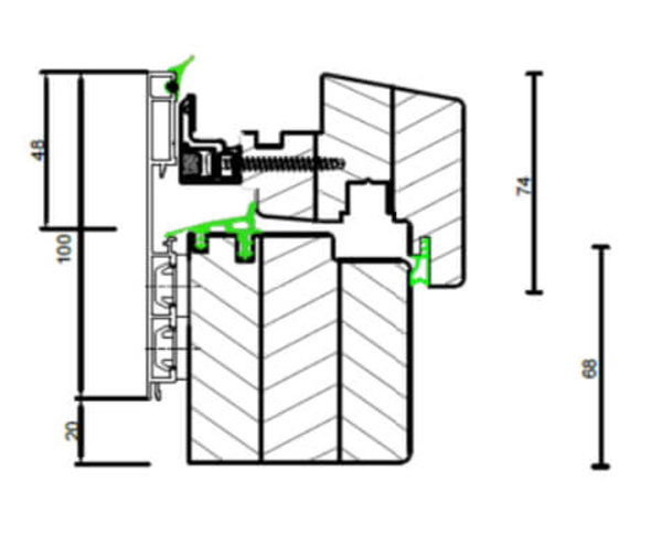 technische Zeichnung von Holz-Aluminium Fenster Integral