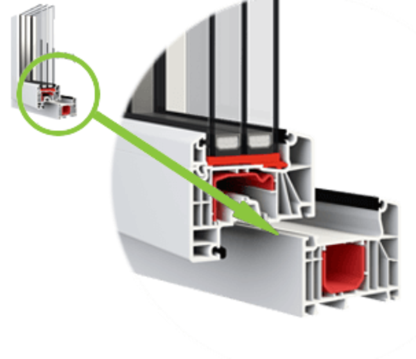 Detailansicht eines Aluplast Ideal 7000 Fensters
