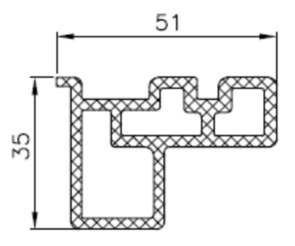 Fensterbankanschlussprofil MB 70 technische Zeichnung eines Fensterbankanschlussprofil MB 70
