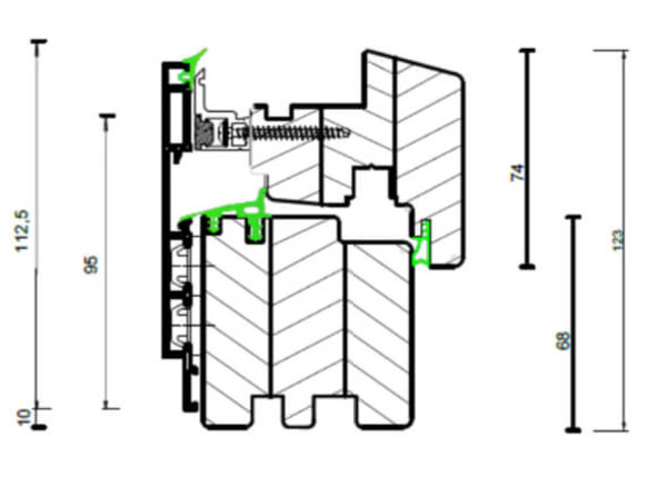 technische Zeichnung von Holz-Aluminium Fenster Integral Fassade