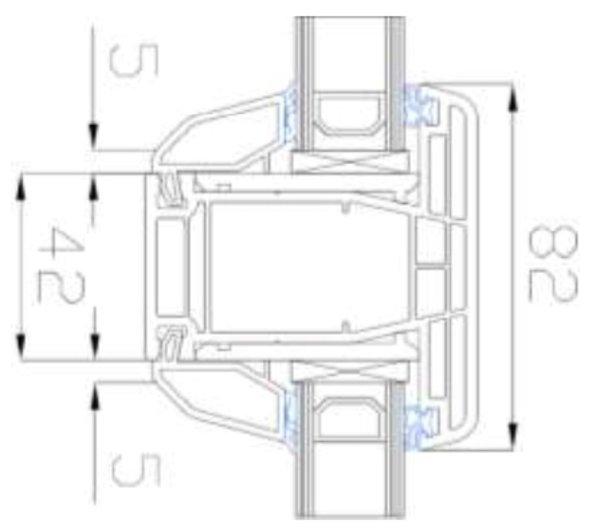 Technische Zeichnung von STOLMA Gealan S 8000 Fenster - glasteilende Sprosse / Pfosten - Nr. 8038 Schnitt