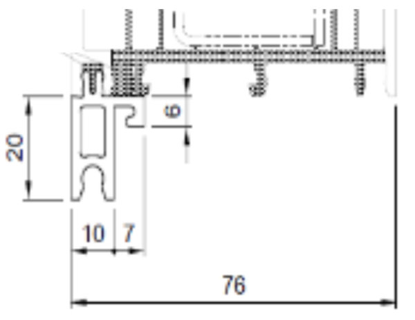 Technische Zeichnung von STOLMA Salamander Fensterbankanschlussprofil 20mm - FBA Nr. 416148 - Schnitt