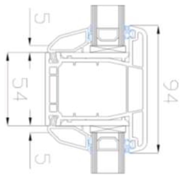 Technische Zeichnung von STOLMA Gealan S 8000 Fenster - glasteilende Sprosse / Pfosten - Nr. 8040 Schnitt