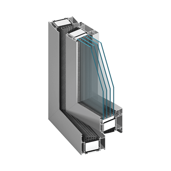 Ecke eines Aluminium Aluprof MB 104 Fensters