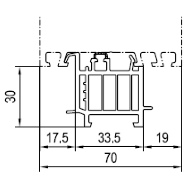 Technische Zeichnung von STOLMA Aluplast Fensterbankanschlussprofil 30mm - FBA Nr. 144247 - Anschlusssituation Schnitt