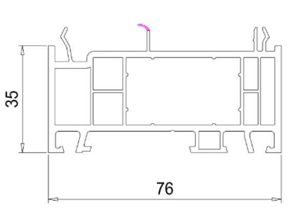 Technische Zeichnung von STOLMA Aluplast Neo Verbreiterung 35mm - Nr. 160202 Schnitt