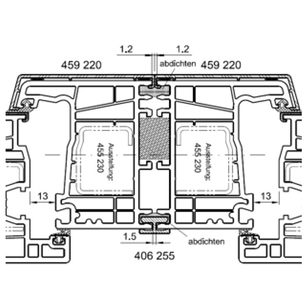 Technische Zeichnung von STOLMA Salamander 76 Aluminium - H-Kopplung klein - Kopplung Nr. 406255 - Schnitt