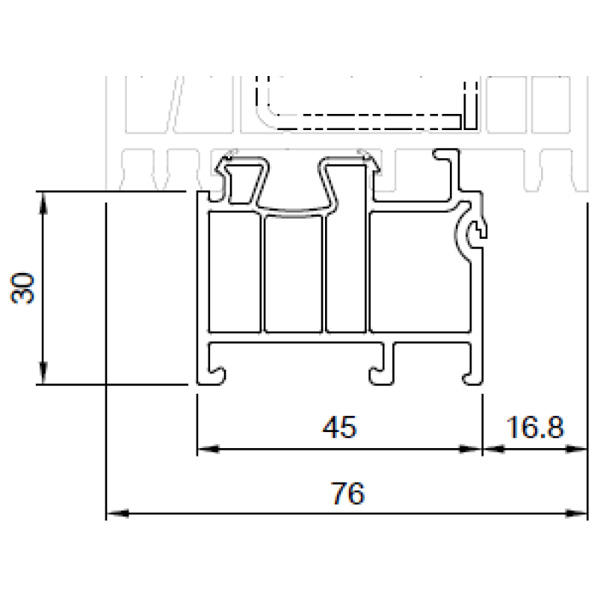 Technische Zeichnung von STOLMA Salamander Fensterbankanschlussprofil 30mm - FBA Nr. 416106 - Schnitt