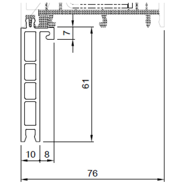 Technische Zeichnung von STOLMA Salamander Fensterbankanschlussprofil 60mm - FBA Nr. 406157 - Schnitt