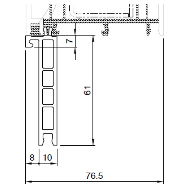 Technische Zeichnung von STOLMA Salamander Fensterbankanschlussprofil 60mm - FBA Nr. 406157 - Schnitt