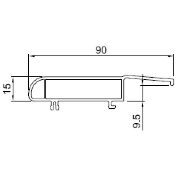 Technische Zeichnung von STOLMA Salamander Rollladenzubehör - Anschlussprofil - Anschlussprofil Nr. 416055 - Verstärkung Nr. 405012 - Schnitt