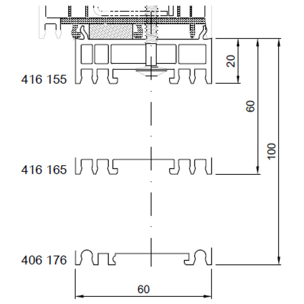 Technische Zeichnung von STOLMA Salamander Verbreiterung 20mm - 20mm Nr. 416157 - Schnitt