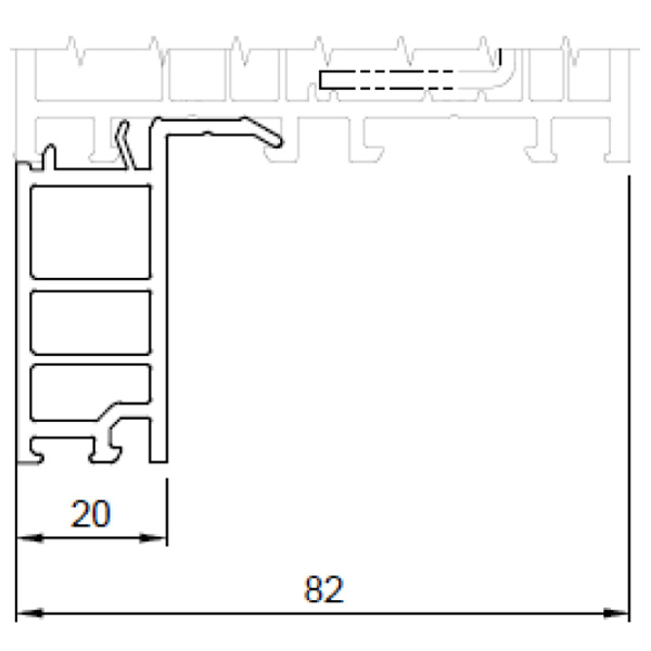 Technische Zeichnung von STOLMA Salamander Fensterbankanschlussprofil 40mm - FBA Nr. NP0370 - Schnitt