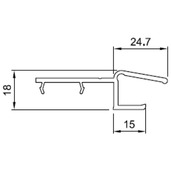 Technische Zeichnung von STOLMA Salamander Rollladenzubehör - Anschlussprofil - Anschlussprofil Nr. RF3210 - Schnitt