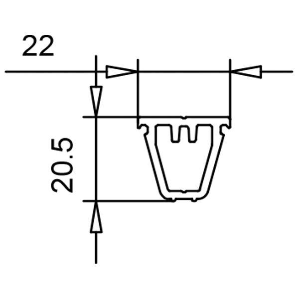 Technische Zeichnung von STOLMA VEKA Kopplungen - Füllprofil vertikal - Füllprofil Nr. 116213 - Schnitt