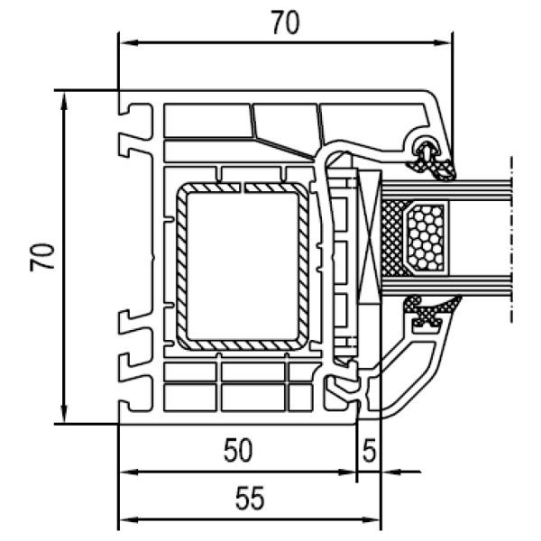 Technische Zeichnung von STOLMA Aluplast 4000 Haustür - Haustür Festverglasung - Festverglasung Nr. 140x02 Schnitt