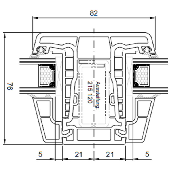 Technische Zeichnung von STOLMA Salamander 76 Haustür - Haustür glasteilende Sprosse - Sprosse Nr. 252120 - Schnitt